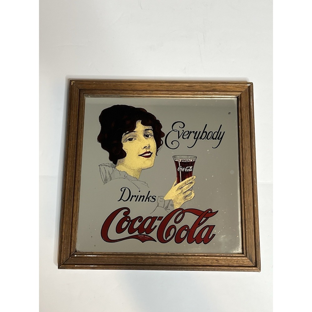 Vintage Coca Cola "Everybody drinks Coca-Cola" Advertising Mirror